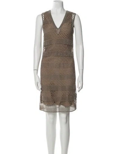 Pre-owned Brunello Cucinelli Patterned Knee-length Dress W/ Tags In Neutral