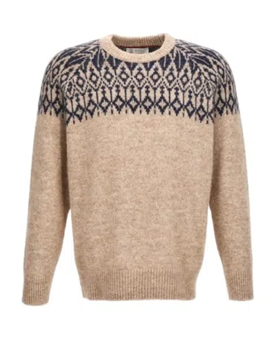 BRUNELLO CUCINELLI BRUNELLO CUCINELLI PATTERNED KNITTED CREWNECK JUMPER