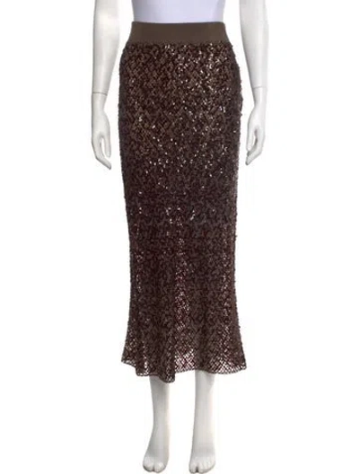 Pre-owned Brunello Cucinelli Patterned Long Skirt W/ Tags In Brown