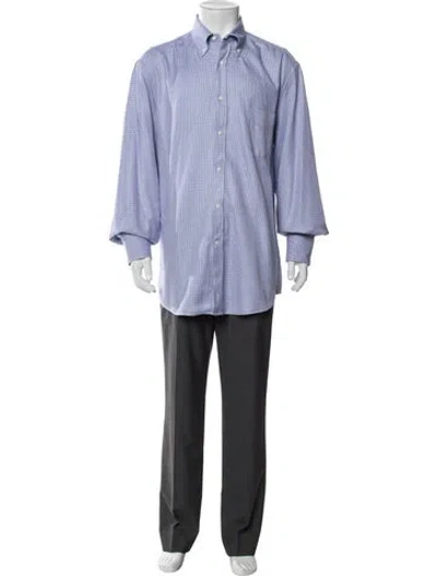Pre-owned Brunello Cucinelli Patterned Long Sleeve Shirt In Blue