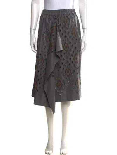 Pre-owned Brunello Cucinelli Patterned Midi Length Skirt In Grey