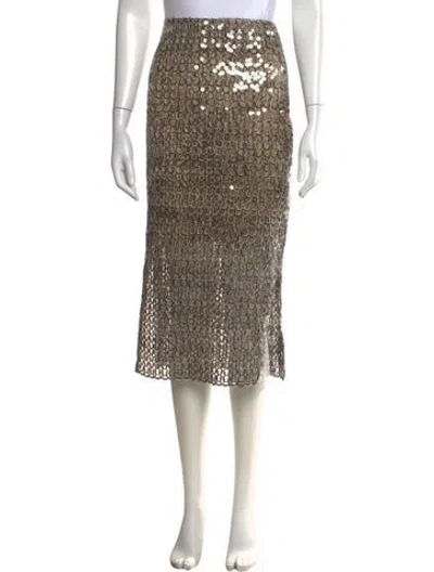 Pre-owned Brunello Cucinelli Patterned Midi Length Skirt In Metallic/neutrals