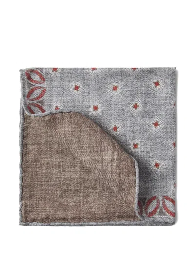 Brunello Cucinelli Patterned Pocket Square In Gray