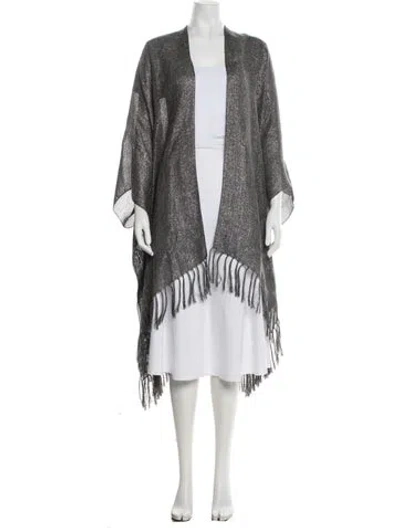 Pre-owned Brunello Cucinelli Patterned Shawl In Metallic/silver