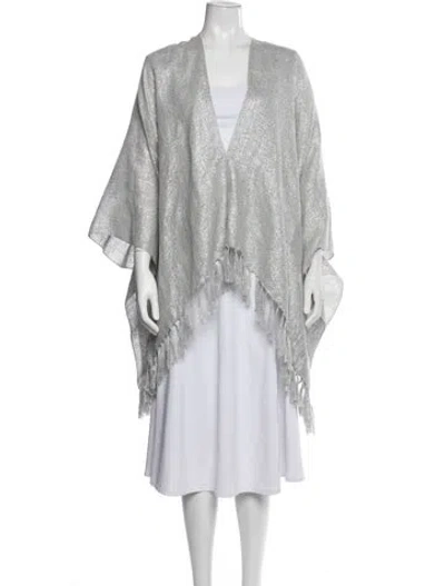 Pre-owned Brunello Cucinelli Patterned Shawl In Metallic/silver