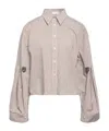 Brunello Cucinelli Woman Shirt Brown Size M Cotton, Polyester In Neutral