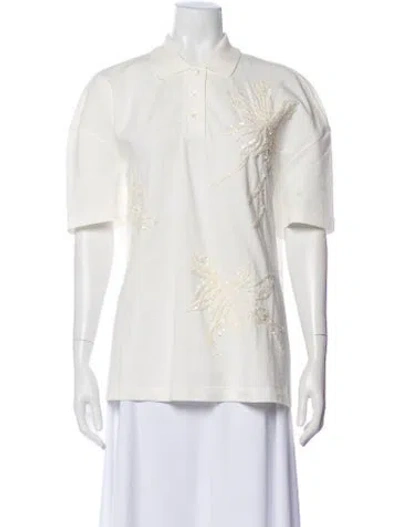 Pre-owned Brunello Cucinelli Patterned Short Sleeve Polo In White