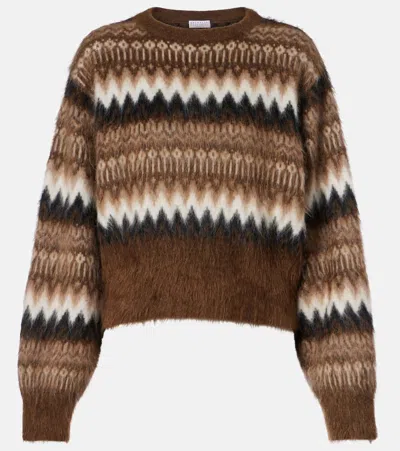 Brunello Cucinelli Patterned Sweater In Brown