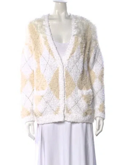 Pre-owned Brunello Cucinelli Patterned V-neck Sweater In Neutral