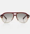Brunello Cucinelli Paul Aviator Sunglasses In Brown