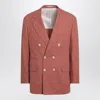 Brunello Cucinelli Peach Doublebreasted Woolblend Jacket In Multi