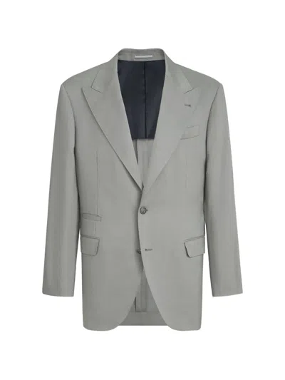 Brunello Cucinelli Peak-lapel Blazer In Gray