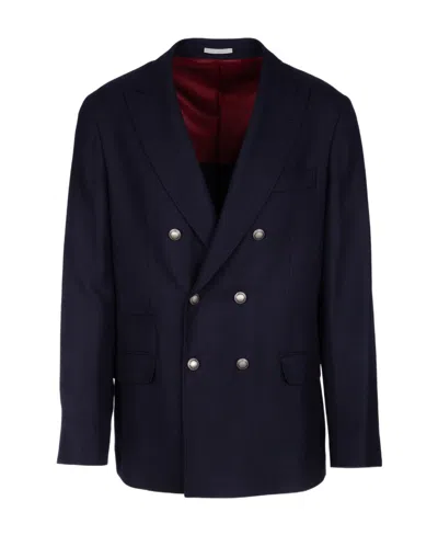 Brunello Cucinelli Peak-lapel Double-breasted Tailored Blazer In Black