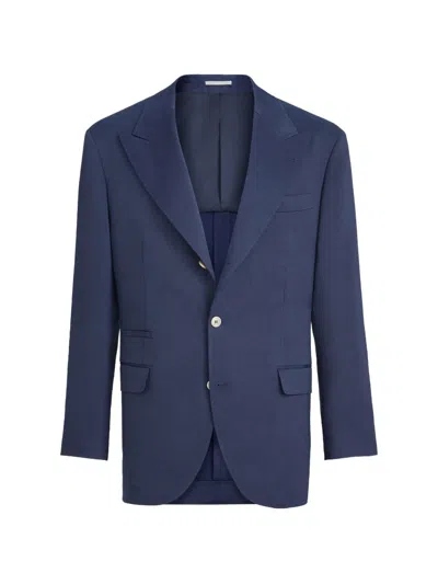 Brunello Cucinelli Peak-lapels Blazer In Blue