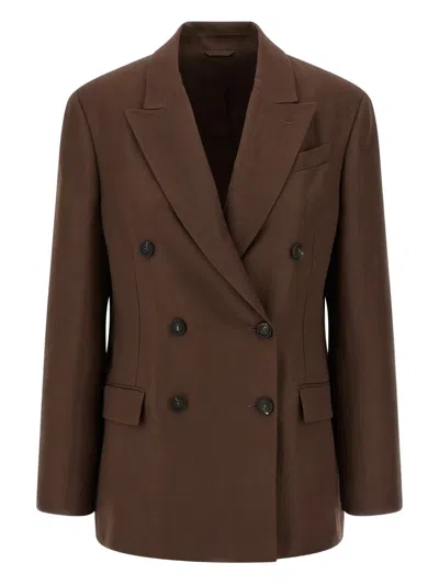BRUNELLO CUCINELLI 戗驳领双排扣西装夹克