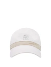 BRUNELLO CUCINELLI PEAKED HAT WITH LOGO ON THE FRONT