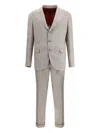 Brunello Cucinelli Peaked-lapel Check Suit In Neutral