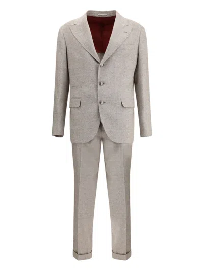 BRUNELLO CUCINELLI PEAKED-LAPEL CHECK SUIT
