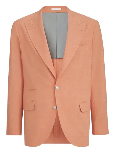 Brunello Cucinelli Peaked-lapels Blazer In Orange