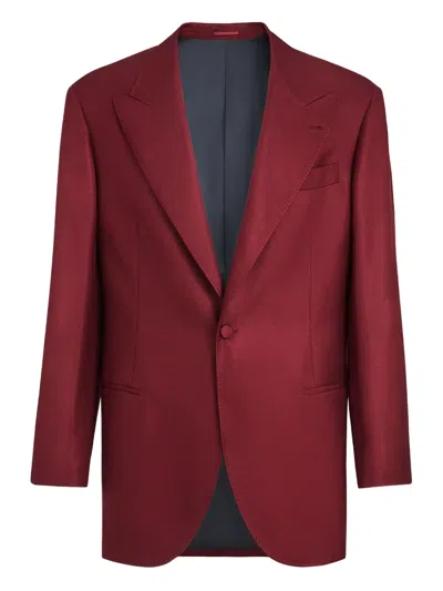 Brunello Cucinelli Peaked-lapels Blazer In Red