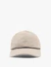 Brunello Cucinelli Beige Linen Shiny Band Baseball Cap