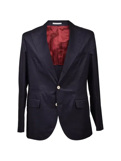 Brunello Cucinelli Peak-lapel Single-breasted Blazer In Blue