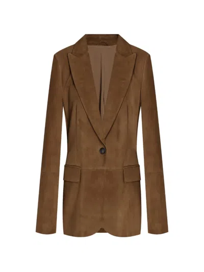 Brunello Cucinelli Peak-lapel Single-breasted Blazer In Brown