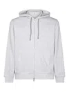 Brunello Cucinelli Double French Terry Zip-up Hooded Sweatshirt In Grey