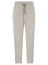 Brunello Cucinelli Pearl Grey Cotton Fleece Trousers In Light Grey