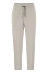 Brunello Cucinelli Pearl Grey Cotton Fleece Trousers In Navy Blue