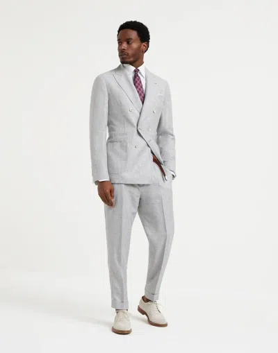 Brunello Cucinelli Pearl Wool Two-piece Men's Suit In Gray