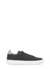Brunello Cucinelli Men's Grained Calfskin Sneakers In Black