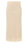 Brunello Cucinelli High Waist Midi Skirt With Side Slit In White