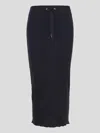 Brunello Cucinelli Ribbed-knit Cashmere Midi Skirt In Nightsky