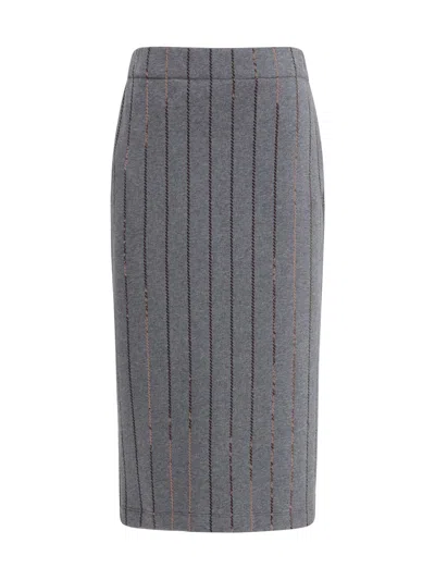 Brunello Cucinelli Pencil Skirt In Gray