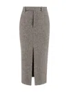Brunello Cucinelli Women Wool Blend Pencil Skirt In Gray