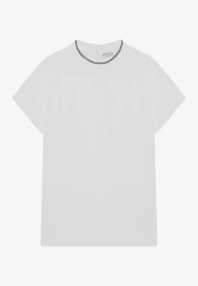 Brunello Cucinelli Crew Neck T Shirt Pendant In Green