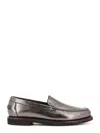 Brunello Cucinelli Metallic Finish Round Toe Loafers With Rubber Sole In Gray