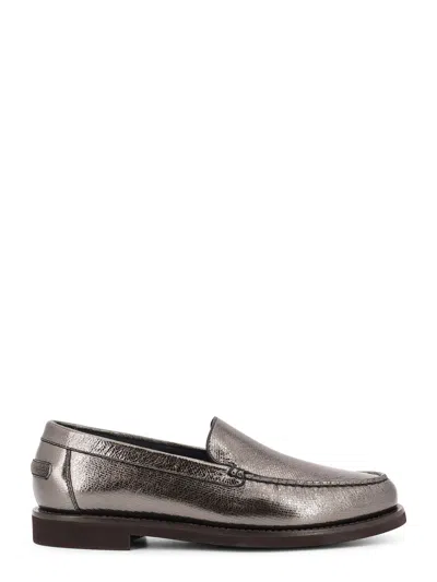 BRUNELLO CUCINELLI PENNY LAMINATED LEATHER LOAFER