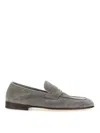 Brunello Cucinelli Suede Penny Loafers In Grey