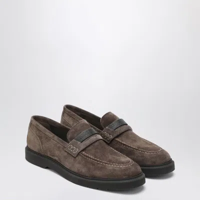 BRUNELLO CUCINELLI BRUNELLO CUCINELLI PENNY LOAFER IN BROWN LEATHER WITH MONILE DETAIL