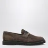 Brunello Cucinelli Penny Loafer In Brown Leather With Monile Detail In Multi
