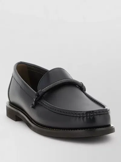 Brunello Cucinelli Penny Loafer Leather Loafers Monile Detail In Black
