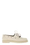 Brunello Cucinelli Penny Loafer Sail In Camoscio Con Shiny Aglets In Neutral