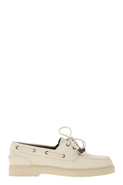 BRUNELLO CUCINELLI BRUNELLO CUCINELLI PENNY LOAFER SAIL IN CAMOSCIO CON SHINY AGLETS