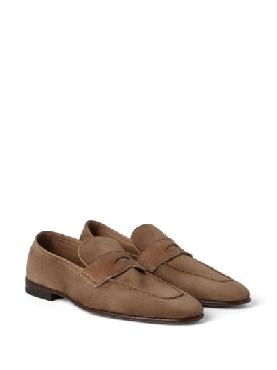 Brunello Cucinelli Penny Slot Suede Loafer Brown In Braun