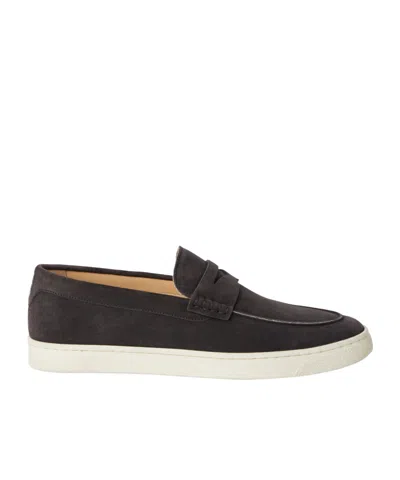 Brunello Cucinelli Penny-slot Suede Loafers In Black