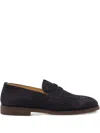 Brunello Cucinelli Suede Penny Loafers In Blue