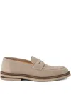 Brunello Cucinelli Penny-suede Loafers In Neutral
