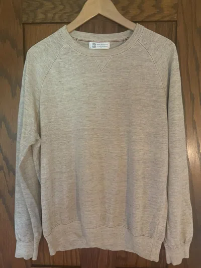 Pre-owned Brunello Cucinelli Perfect Lightweight Linen Sweater In Sand